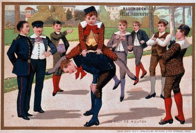 Fårhoppningslek, butiksannons ””Den vackra trädgårdsmästaren””, v. 1895 av Unknown artist