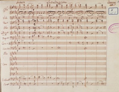 Notblad för Idomenee, kung av Kreta, opera av Mozart, Lichtenthal-version (1843) av Unknown artist