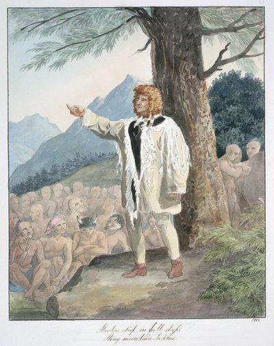 Shoshonehövding i full dräkt, Stony Mountain Indian, ca 1843-50 (akvarell) av Unknown artist