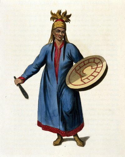 Sibirisk shaman. 1800-talsgravyr av Unknown artist