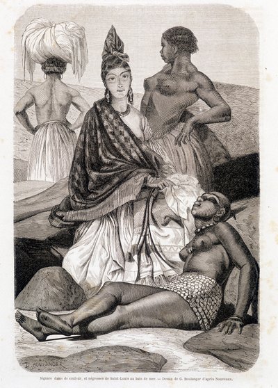 Signare dam av färg och neger av Saint Louis i havsbadet - i "" Le Tour du Monde"" av Unknown artist