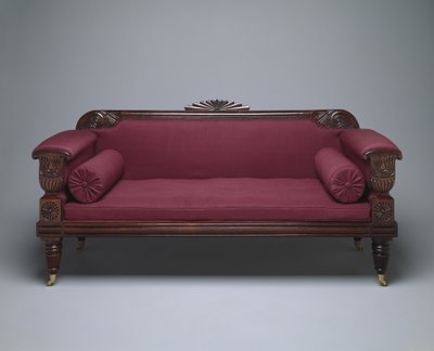 Soffa, ca 1821-35 (rosenträ och furu med ullklädsel) av Unknown artist