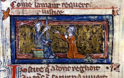 Uppmjukning av en riddare av Herren. manuskript från 1200-talet. av Unknown artist