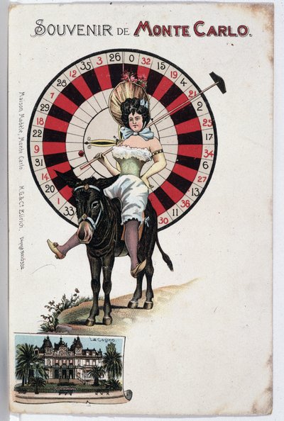 Souvenirvykort från Monte Carlo, sent 1800-tal av Unknown artist