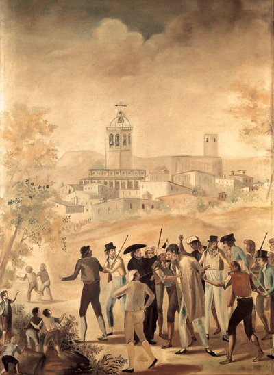 Spanska frihetskriget (1808-1814): arrestering av en fransk medborgare nära Manresa, Anonym målning. av Unknown artist