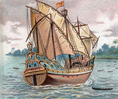 Spansk karavell slutet av 1400-talet - Caravel-segelskepp 1400-talet av Unknown artist