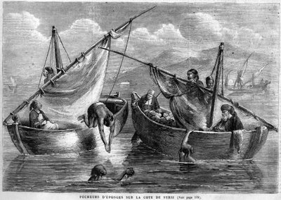 Svampfiskare på den syriska kusten 1867 av Unknown artist