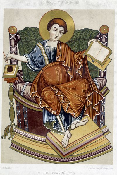 St Lukas evangelist - chromo. 1800-talet från ett dokument från 700-talet av Unknown artist