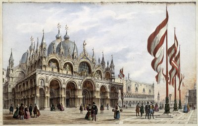 Markuskyrkan - i "" Album med de viktigaste utsikterna över Venedig", ill. av Marco Moro, red. Gio Brizeghel, v.1840 av Unknown artist