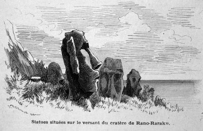 Statyer som ligger på Påskön (Rapa Nui), Polynesien. av Unknown artist
