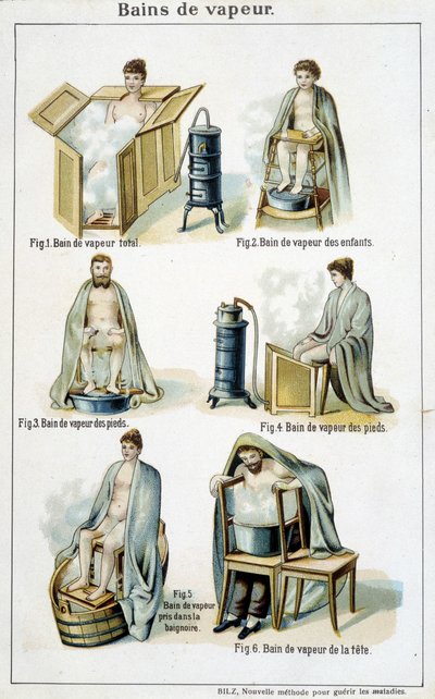Ångbad - i "" Bilz, Natural Medicine", sent 1800-tal av Unknown artist