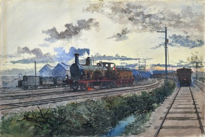 Ånglok, ca 1870 (akvarell på papper) av Unknown artist