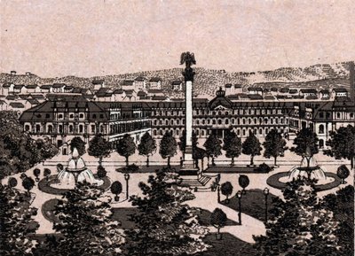 Stuttgart, Tyskland: utsikt över det nya slottet (Nya slottet). i "" Världen illustrerar 168 vyer"" Odaterat (slutet av 1800-talet) av Unknown artist