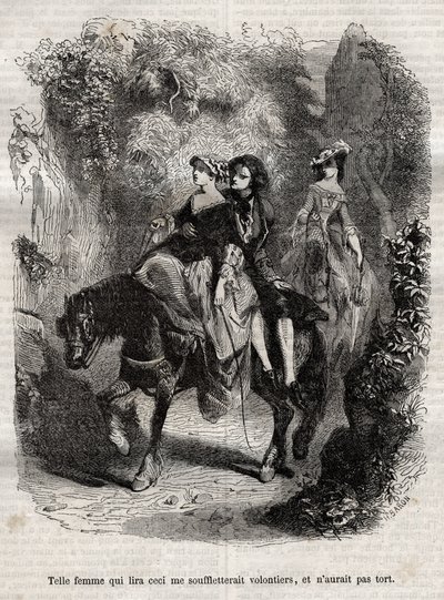 En sådan kvinna som läser detta skulle gärna imponera på mig, och skulle inte ha fel. - Illustration till "" bekännelserna" av Jean-Jacques (Jean Jacques) Rousseau (1712-1778) - gravyr från 1849 av Unknown artist