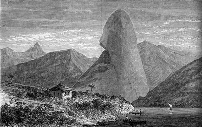 Sockerbröd, nära Rio de Janeiro, Brasilien. Gravyr i "" The Journal of Youth "" av Unknown artist