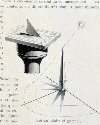 Solur och gnomon (1600-talet) - gravyr i "Universum och mänskligheten"" av Kraemer av Unknown artist