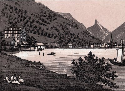 Schweiz: utsikt över staden Fluelen. i "" Världen illustrerar 168 vyer"" Odaterat (slutet av 1800-talet) av Unknown artist