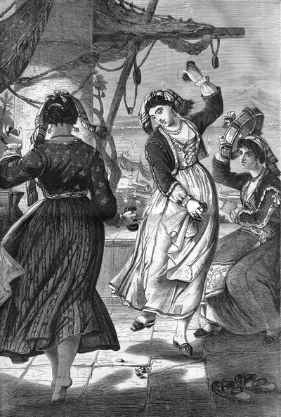 Tarantella (Tarantella) i Ischia. av Unknown artist