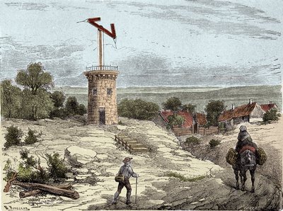 Telegraf: Telegraph of Claude Chappe (1765-1805) omkring 1794 - Gravyr av Unknown artist