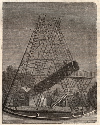 Teleskop av William Herschel (Friedrich Wilhelm Herschel av Unknown artist