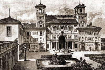 Terrass och fasad av Villa Medicis. Francis Weys resa 1864-1869 i Tour du monde 1870 första terminen. av Unknown artist