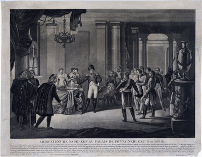 Abdikationen av Napoleon i Fontainebleau den 11 april 1814 (gravyr) av Unknown artist