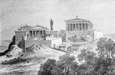 Atens Akropolis. Gravyr från slutet av 1800-talet. av Unknown artist