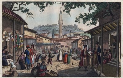 Atens basarmarknad i början av 1800-talet - Le marche bazar d