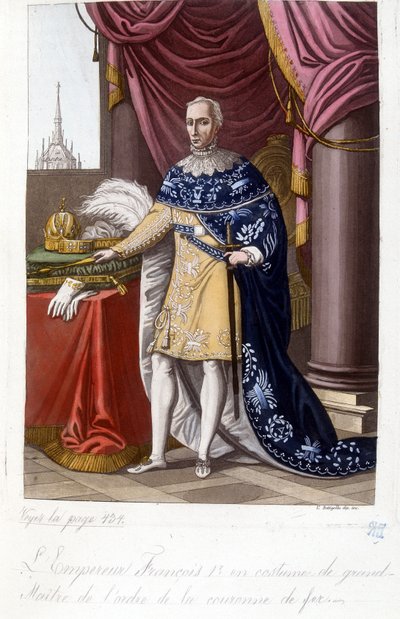 Den österrikiske kejsaren Francois 1:a (1768-1835) i kostym av stormästare av järnkronans orden. av Unknown artist