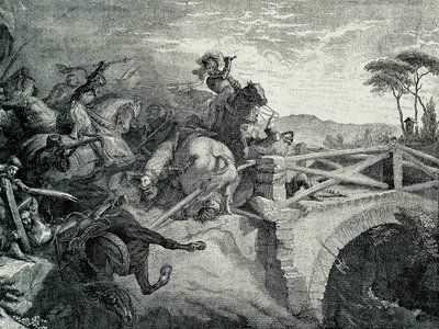 Slaget vid Garigliano (Garellano) mellan fransmännen och spanjorerna under det tredje italienska kriget, 29 december 1503.: Gonzalo Fernandez De Cordoba kallade El Gran Capitan av Unknown artist