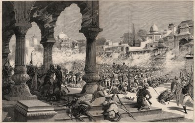 Slaget vid Manipur - brittiska indiska uppror - massaker av en kolonn på cirka 500 engelska soldater, kallad av Maharadjah vars undersåtar gjorde uppror i Manipur (territorium på gränsen till Assam och Burma) i Indien av Unknown artist