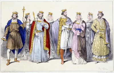 Karolinerna: Hugues Capet, Adelaide, Robert, Constance, Henry I, Anne av Ryssland, Berthe, Philippe I - i ""Kungar och drottningar av Frankrike i tryck", Paris, ed. Snabb av Unknown artist