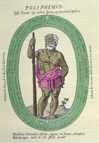 Kyklopen Polyphemus (Polyphemus), satir mot Nicolas Durand de Villegagnon, fransk militär och upptäcktsresande (1510-1571) av Unknown artist