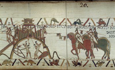 Hertigen av Bretagne överlämnar till hertigen av Normandie stadens nycklar i slutet av ett spjut. av Unknown artist