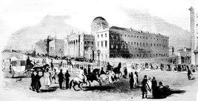 De fyra domstolarna. Dublin. 1800-talsgravyr. av Unknown artist