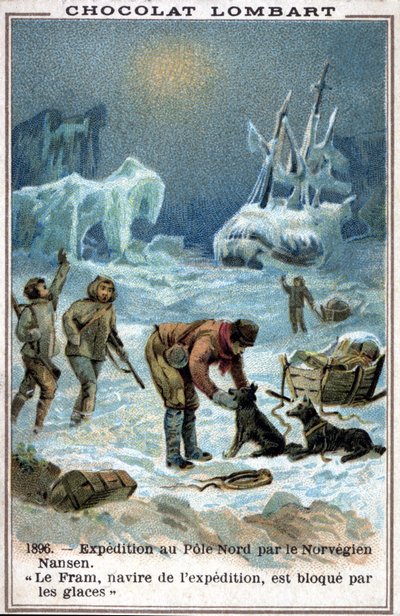 Fram, båt för den norske upptäcktsresanden Fridtjof Nansen, fångade i Ishavets is 1896. av Unknown artist