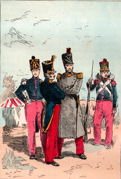 Den franska arméen under Louis Philippes regering 1830 till 1848 - Linje - Gravyr från 1882 i "Histoire de dix ans: 1830-1840"" Louis-Blanc (1811-1882) av Unknown artist