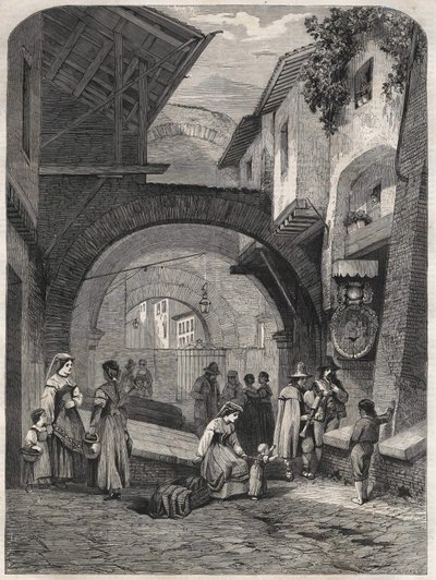 Ghettot i Rom på 1800-talet, gravyr. av Unknown artist