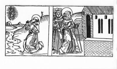 The Life of Saint Bernard de Menthon (923 - 1008). Gravyr från "Leben der Heiligen - sommerteil" (Helgonets bok) av Jacobus (James) av Voragine (1228-1298). Lübeck 1488. av Unknown artist