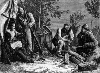 The Life of Trappers (Professional Hunters) i Kanada: Lägret. av Unknown artist