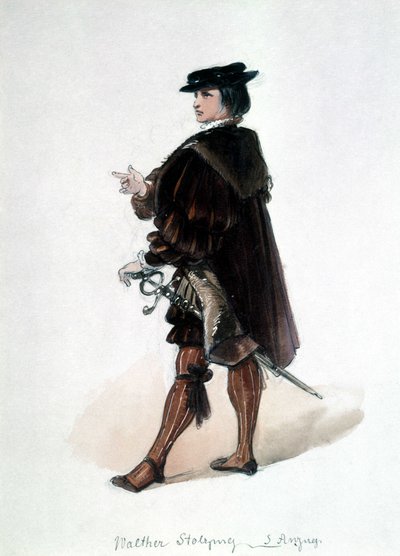 The Master Singers of Nürnberg (Die Meistersinger von Nürnberg), opera skapad av Richard Wagner: kostym av Walther von Stolzing för den första föreställningen. Wagner Museum Bayreuth. av Unknown artist