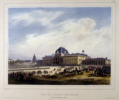 The Military School of the Invalides, utsikt över Champ de Mars av Unknown artist