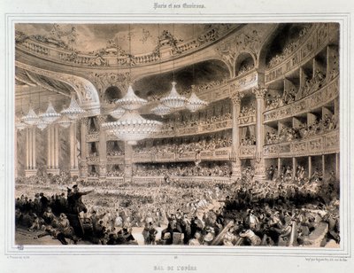 Operabalen i Paris. Gravyr av privatsamlingen från 1800-talet av Unknown artist