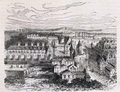 Palais des Tournelles, mittemot Hotel Saint Paul - gravyr, sent 1800-tal av Unknown artist