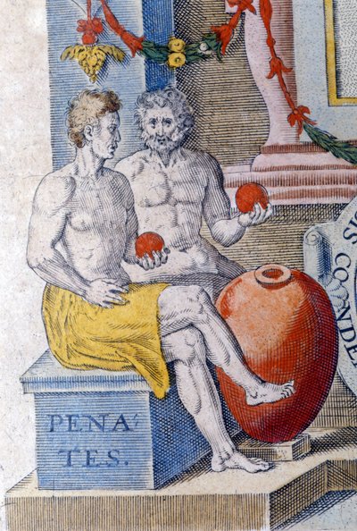 Penaterna. (inhemska gudar som skyddar staden eller hemmet). av Unknown artist