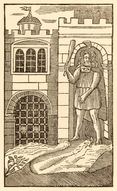Pilgrimerna nu, för att tillfredsställa köttet från Pilgrimernas framsteg från denna värld, till det som ska komma av John Bunyan (1628-1688) Christian and Hopeful somnar och fångas av jätten o av Unknown