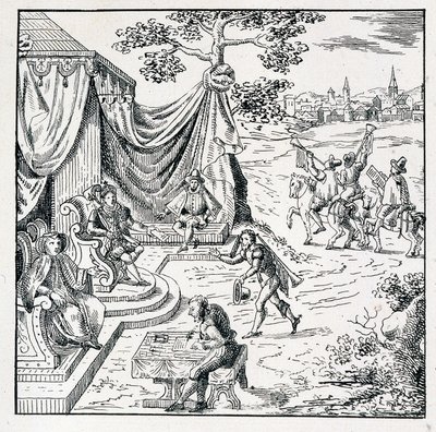 Prinsen av Condé erhöll från Karl IX (1550-1574) en redigering genom vilken han tillät kalvinisterna att utöva sin religion i kungariket (Freden i St Germain undertecknad 1570-08-08) - i "" samling av 39 figurer som representerar Frankrikes olyckor tillbak av Unknown artist