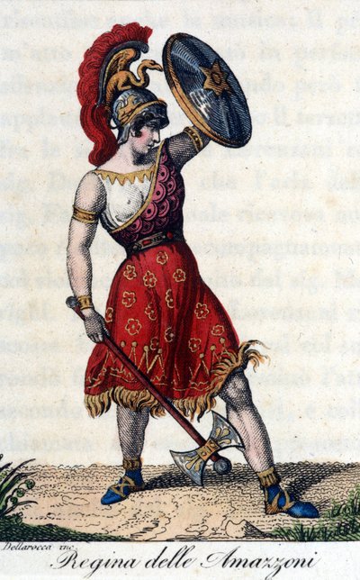 Amazonernas drottning. Illustration av ett operahäfte. 1800-talet. av Unknown artist