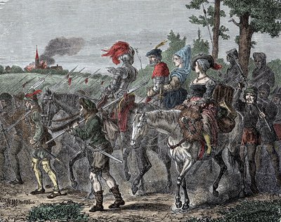 The Rising of the Peasants - War of the German Peasants (1524-1526) (eller The Raising of the Ordinary Man): religiösa uppror (protestantiska reformer), ekonomiska och sociala i Tyskland, Schweiz och Alsace Lorraine av Unknown artist