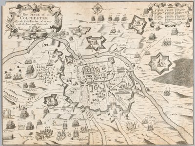 The Siege of Colchester av Lord Fairfax, som det var med linjen och outworks 1648 (gravyr) av Unknown artist